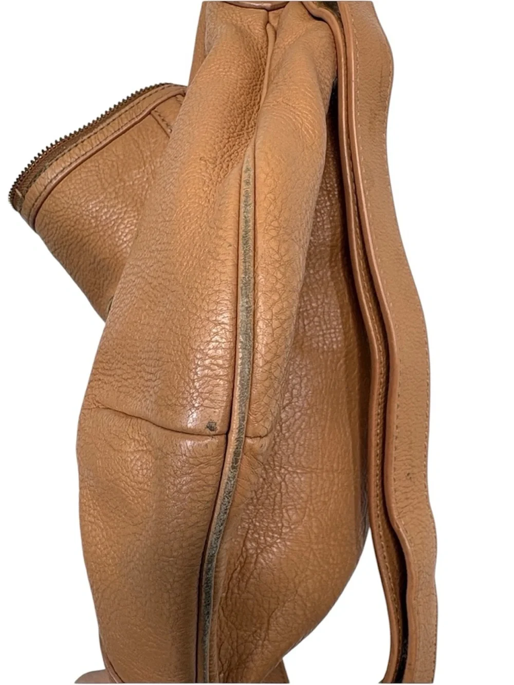 Tory Burch Amanda Tan Pebbled Leather Hobo Bag BLEMISH